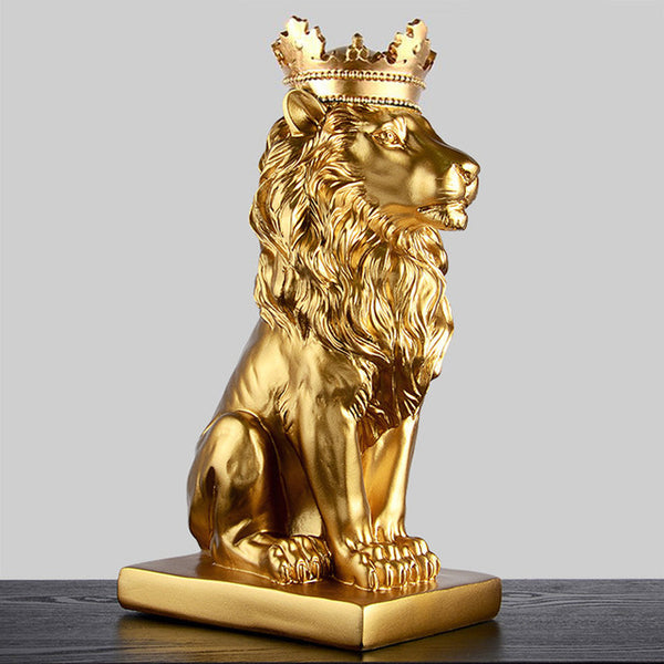 Lion King With Golden Crown Statue