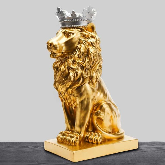 Lion King With Golden Crown Statue