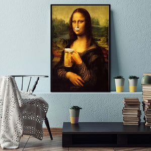 Mona Lisa Drinking Beer Wall Art