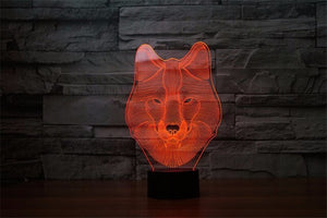 3D LED Night Light Wolf Face