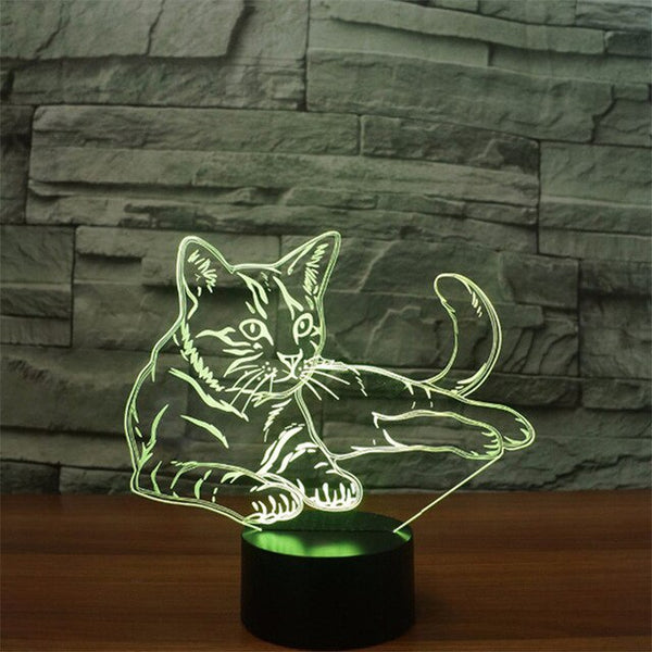 3D LED Night Light Resting Cat