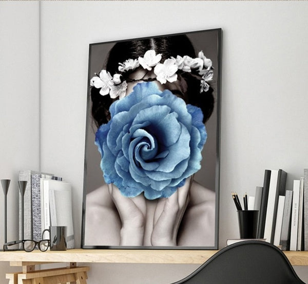 Nordic Minimalist  Beauty Blue Wall Painting