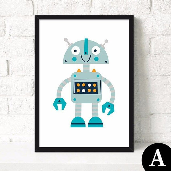 Nordic Cartoon Robot Wall Painting