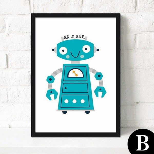 Nordic Cartoon Robot Wall Painting