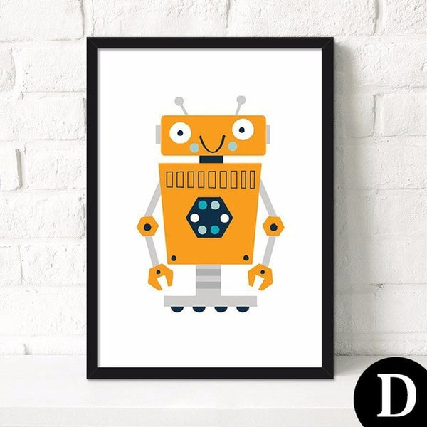 Nordic Cartoon Robot Wall Painting