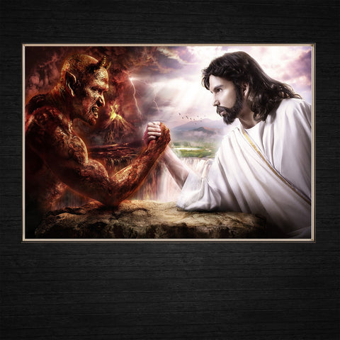 Jesus VS Satan Wall Painting