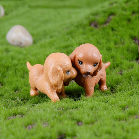 Cute Brown Fur Dog Figurines