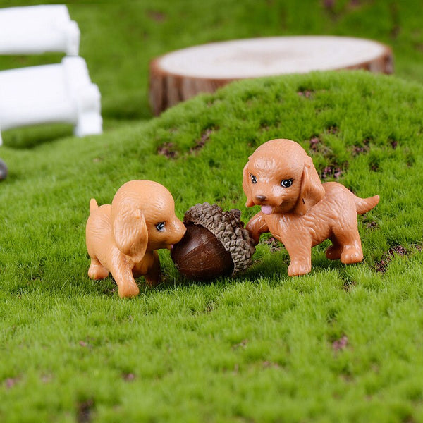 Cute Brown Fur Dog Figurines