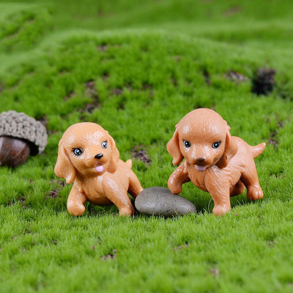 Cute Brown Fur Dog Figurines