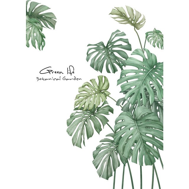 Tropical Beach Palm Leaves Wall Sticker