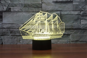 3D LED Night Light Sailboat