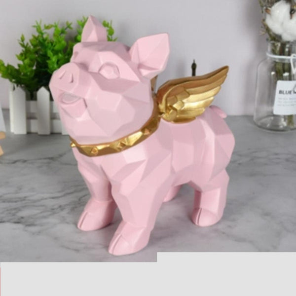 Geometry Pig Angel Statue