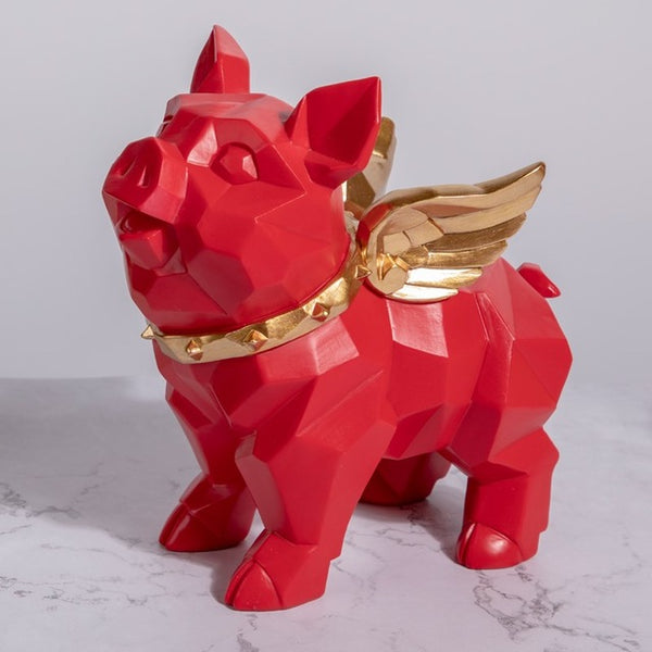 Geometry Pig Angel Statue