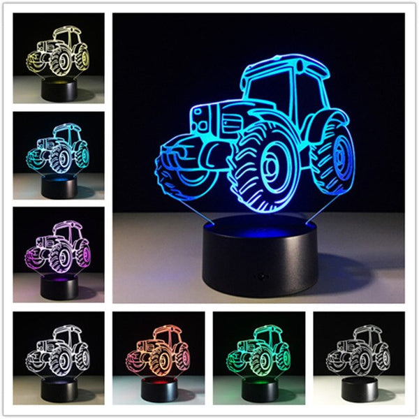 3D Lamp LED Night Light Farm  Tractor