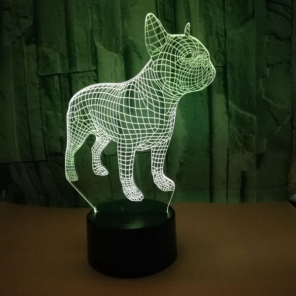 3D LED Night Light Funny French Bulldog