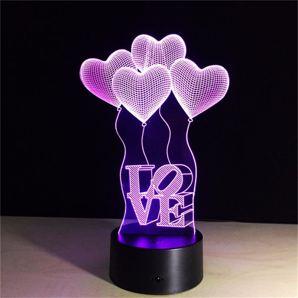 3D LED Night Light LOVE Balloon